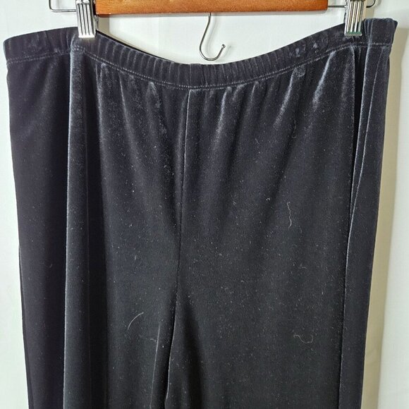 Chico's Black Velvet Pull On Elastic Waist Stretch Wide Leg Pants Size 3 or XL - Picture 3 of 9